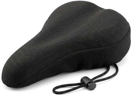 Bike Seat Cushion Cover - Extra Soft Memory Foam Bicycle Saddle Pad for Men & Women, Waterproof & Breathable Universal Fit for Mountain, Road, Exercise & Spin Bikes
