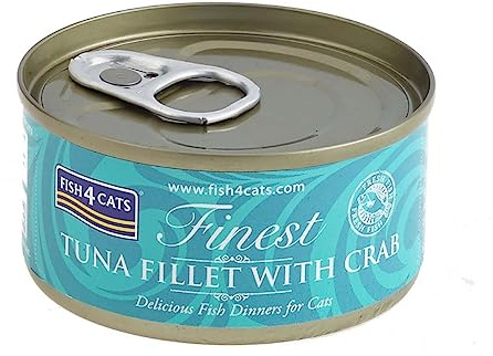 Fish4Dogs Tuna Plus Crab Cat Food Tin, 70 g, Pack of 10
