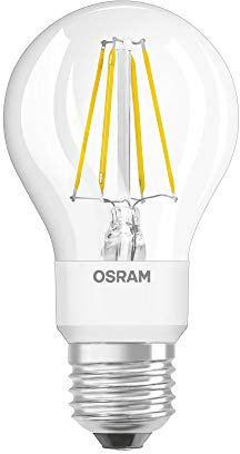 OSRAM STAR+ Dimmbare Filament LED Lampe mit E27 Sockel, Warmweiss (2200K bis 2700K) mit GlowDIM-Effekt, 4.50W, klassische Birnenform, Ersatz für 40W-Glühbirne, klar, LED Retrofit CLASSIC A GLOWdim