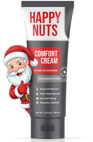 HAPPY NUTS Comfort Cream Deodorant for Men: Anti-Chafing Sweat Defense, Soothing, Odor Control, Aluminum-Free Men's Deodorant & Hygiene Products for Men's Private Parts