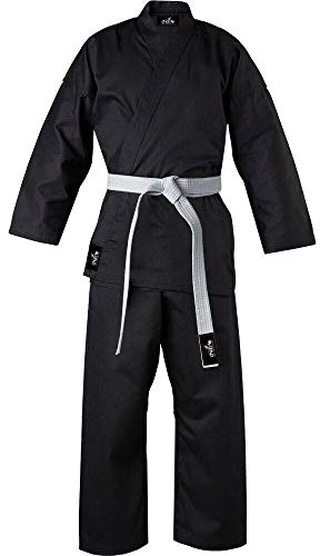 ChoCho Track Karate Suit GI Adult Student Aikido Martial Arts Free Belt Kids 110cm to 200cm (00/120cm, Black)