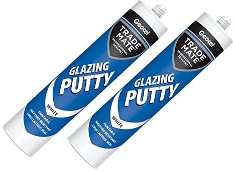 TOPGUN PACK OF 2 X GEOCEL DOW GLAZING PUTTY TOP GUN C3 WHITE 310ml CARTRIDGE WEATHER RESISTANT LONGER LASTING SEAL GLAZING FOR TIMBER & METAL GLASS AND WINDOW FRAMES, PAINTED AND VARNISHED WOOD
