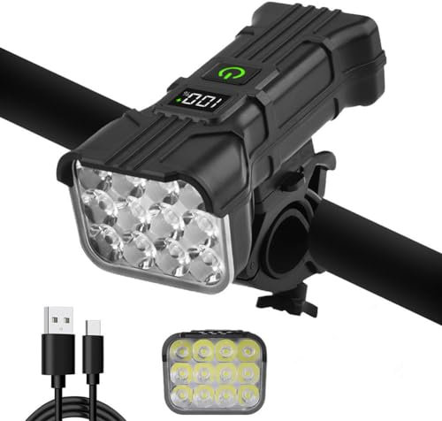 Phare de Vélo, WASAGA Lumières Rechargeables de Bicyclette d'USB Feu Avant de Vélo de Montagne Étanche avec 2-8 Heures de Temps de Travail & Lampe Frontale à 5 Modes