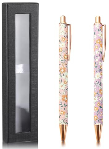 JUGNAW 2Pcs Stylos à Bille Brillants Stylo Écriture Lisse et Sans Bavure, Corps Métallique Élégant et Durable,Parfait pour Bureau, École et Cadeaux, Design Brillant et Attrayant pour Femmes et Filles