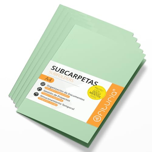 Cartelline Cartoncino A4, Raccoglitori Documenti di Carta 180gr, Cartella Portadocumenti per Archiviazione, Confezione da 50 Carpette Portadocumenti Colorate per Ordinare Documenti - Ofituria (Verde)