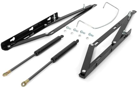 VERDU - Kit Bisagra Canape 135x190 o Canapes 150x190 con Amortiguador Canape, Tornilleria y Arquillo Fabricado en Acero Negro Facil Instalacion, Movilidad Suave para Cama Abatible (Canapé 150x190/200)