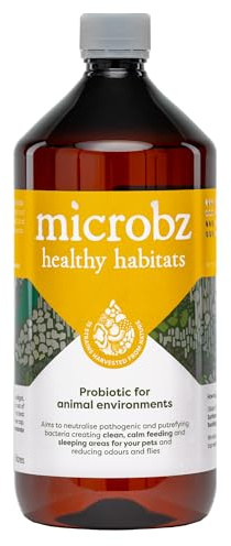 MICROBZ HEALTHY HABITATS | 1 Litre Concentrate Makes 20 Spray Bottles | Odour Eliminator, Natural Freshener for Pets Sleeping & Feeding Areas, Livestock & Animals Environment - Pet & Children Safe