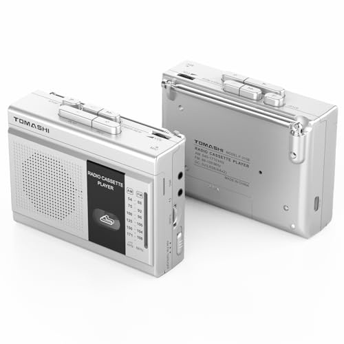 TOMASHI Reproductor de casete Grabadora de cinta FM AM Radio con altavoz integrado, micrófono F-315B