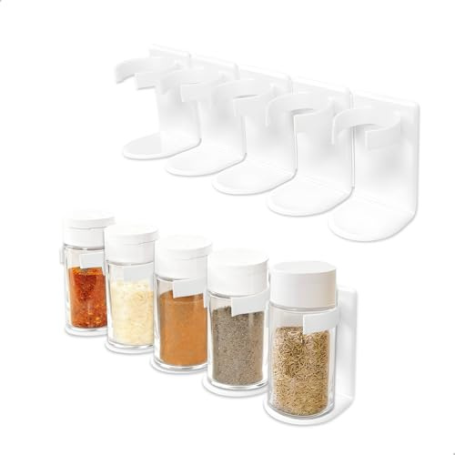 letuxaamz Portaespecias Armarios Cocina Estante Especias - Genérico Organizador Sin Taladrar Autoadhesivo Tarros Especias, Inserto Armario, Cocina, Pared (WHITE)