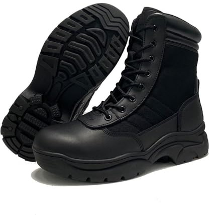 XWAT Mens Tactical Boots – Genuine Leather Military Army Boots with Side Zipper, Waterproof Work Boots for Men Footwear Size 11