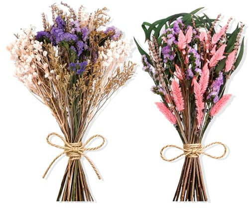 saerryor 59 Pcs Natural Dried Flowers, 7 Kinds of Dried Flowers Set, Decorative Dried Flowers for DIY Dried Flower Bouquet, Vase Decoration (pink)