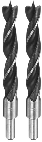 sourcing map 2pcs Brad Point Drill Bits 15mm(19/32) Dia Straight Round Shank Drill Metric Brad Point 1.26 Drilling Depth Spiral Twist Drill Bits for Carpenter Woodworking Plastic Rubber