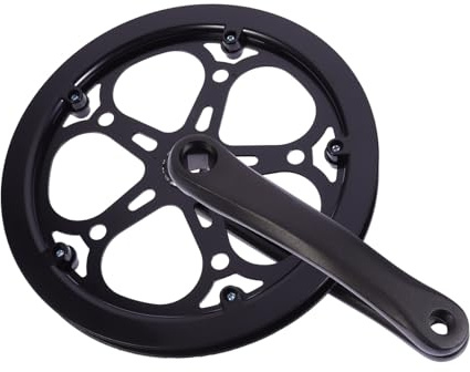 Housoutil Juego de Bielas Huecas de Hierro 170 Mm Rueda Dentada de 52 Dientes para Bicicleta Sola Velocidad, Bicicleta de Ruta y Piñón Fijo, Accesorio de Repuesto Resistente y Compatible