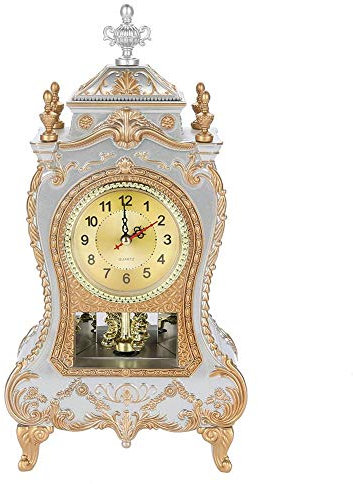 Nikou Tischuhr - Schreibtisch Vintage weiß tischuhren antik Kunststoff Tischuhr Vintage Style Wecker Antike Schreibtisch Wecker für Home Hotel Dekorativ(Weiß)