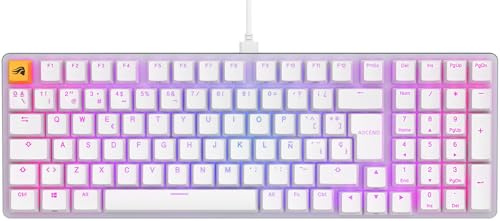 GLORIOUS Gaming GMMK 2 Full Size (96%) - Teclado Gaming mecánico, Carcasa de Aluminio, Personalizable, keycaps Dobles, switches Fox, RGB, distribuciones QWERTY español - Blanco