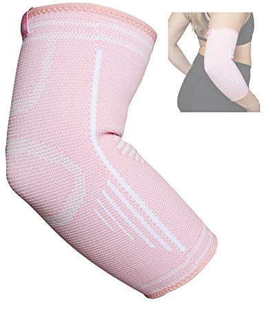 RiptGear Elbow Compression Sleeve - Elbow Brace for Men and Women - Elbow Sleeve for Tendonitis, Tennis Elbow, Golfers Elbow, Bursitis, Elbow Support Treatment for Joint Pain (Medium, Pink (1 Pack))
