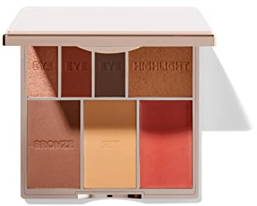 Bare Basics Face & Eye Palette from Sculpted by Aimee (Rose) - Travel-Friendly, Nude Look Eyeshadow, Highlight, Bronzer, Blush & Setting Powder