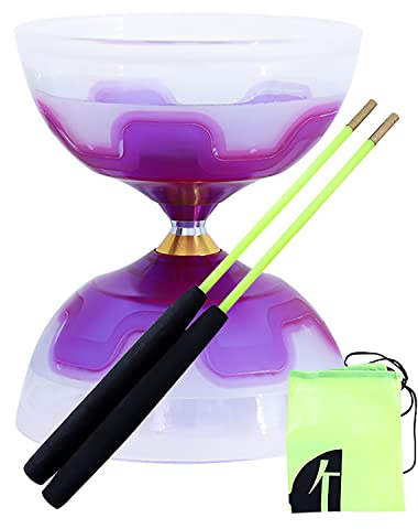 Erencook Chinese yoyo Diabolo Set- Triple Bearings Diabolo Chinese Yo-yos Colorful LED Diabolo with Diablo Sticks, Diabolo String&Net Bag (Purple)