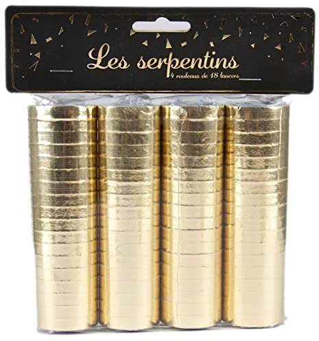 Party Pro 913603, Sachet de 4 Rouleaux de serpentins Or