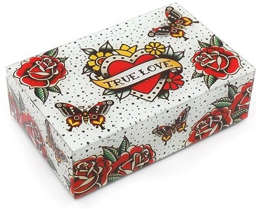White Tattoo Design Large Glass Jewellery Box True Love Sifcon International