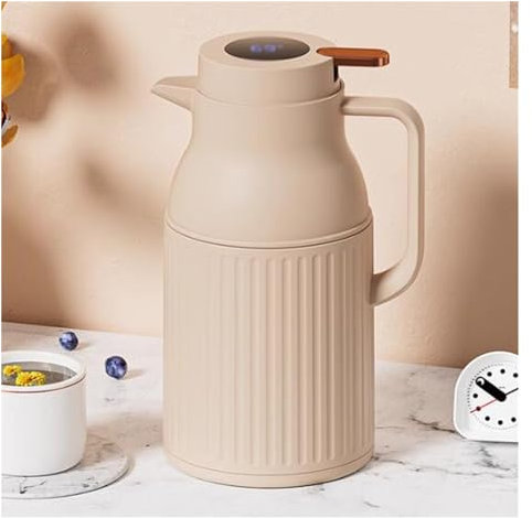 Thermal Coffee Carafe Vacuum Jugs,Double Wall Vacuum Water Jug Insulated Pot,Coffee Carafe Pitcher with Glass Liner,Temperature Display,24 Hour Heat Retention (Color : Pink, Size : 1.4L)