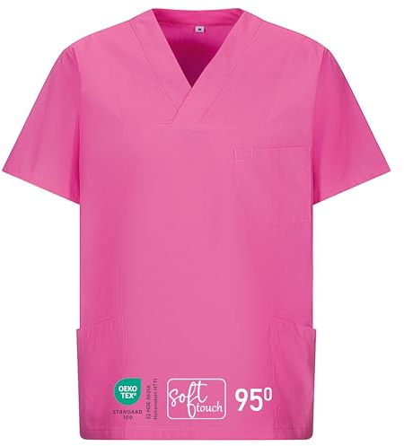 EXNER Medizinischer Schlupf-Kasack, OP-Kasack, Unisex, für Krankenpflege, Altenpflege, Farbe hot pink, Größe 7XL