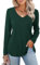 Amoretu Women Tops Ladies Long Sleeve V Neck T-Shirt Loose Casual Basic Christmas Tee Shirts Dark Green Size 12 14