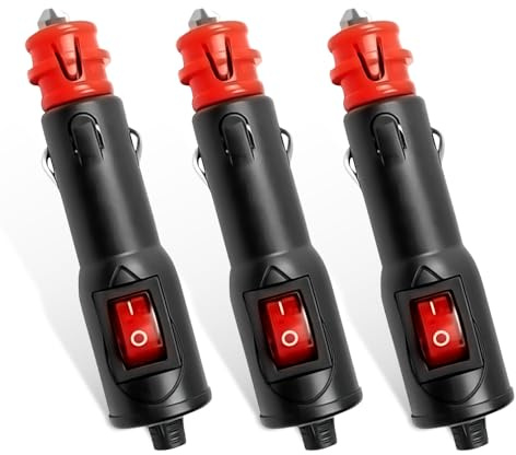 Mizikuu 3 Pezzi Spina Accendisigari Auto 12V/24V con Interruttore e Fusibile 10A - Spinotto Presa Universale Europea per Auto, Camion, Moto