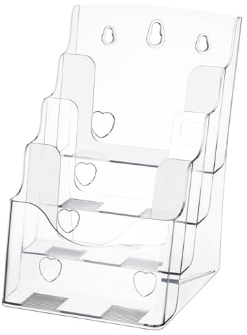 SEWACC Multi-Tier Literature Holder Acrylic Magazine Display 4 Slot File Display Stand for Brochures Flyers Books and Documents on Desk Shelf or Countertop