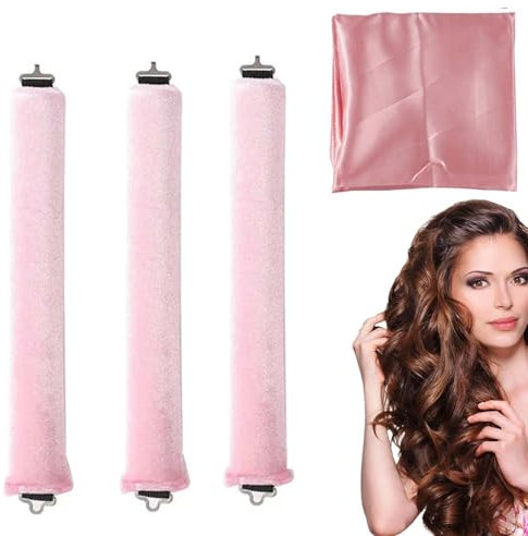 EnixwH 3 Stück Neu Lockenwickler Locken Ohne Hitze, Hair Curler No Heat, Lockenwickler Heatless Curls, Lockenwickler Über Nacht Mit Haken, Wave Formers für Mittleres Langes Haar (Rosa)