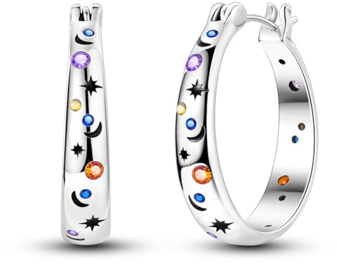 Hapour - Orecchini a cerchio in argento Sterling con zirconia cubica, per donne, adolescenti, ragazze, ipoallergenici, con strass, Medio, Metallo, Zirconia cubica