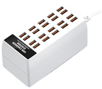 OUTFYT Cargador USB con múltiples Puertos 200W 40A, estación de Carga USB de 40 Puertos, Adaptador de Cargador de teléfono, Cargador múltiple,Seguro y Eficiente(AS820 20Ports)