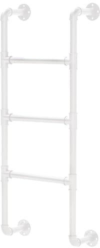 Escabeau mural en fer pour fenêtres de cave, greniers, lits superposés, 180,1 cm, en métal, blanc, parfait pour les camping-cars, les appartements, les terrasses extérieures, la solution d'escalade.