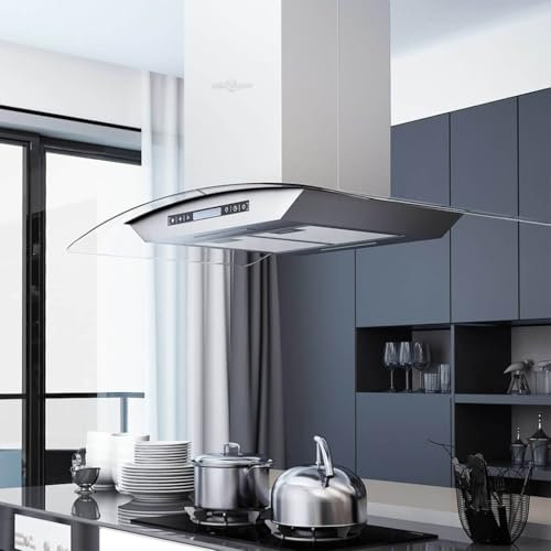 Emmtore Campana Extractora de Techo 90cm Pantalla Táctil 756m³/h LED Cocina