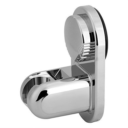 Shower Head Stand Holder Wall Mount Adjustable Angle No Drill Installation with Built-in Air Chuck Suction Cup for G1/2 Standard Showerheads (【Suspension Cup】Electroplating Shower)