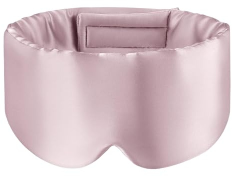 SSKHE Silke sovmask för kvinnor och män, satin mörkläggning ögon nattmask pannband med barn för hem sömn resor skiftarbete tupplur yoga snooze ljudisolerad kylning för flygplansessentials (rosa, en