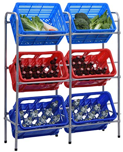 Solivagant Étagère de Rangement pour 6 caisses Argenté 96x33x116 cm Acier,(5.92 KG)