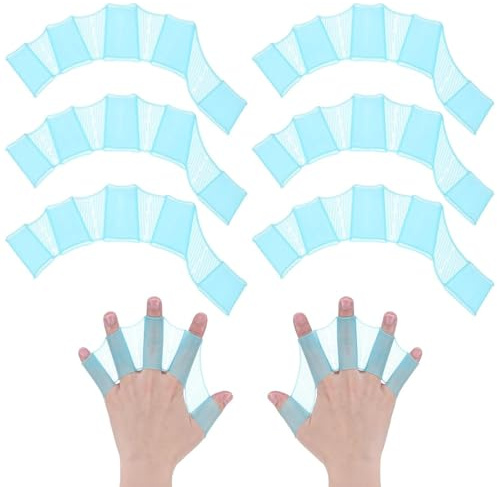 3 Paires Gants de Natation en Silicone, Palme Natation, Palmes de Main Palmés pour Entraînement Aquatique et Natation, Accessoires de Piscine pour Adultes et Enfants, Taille L, Bleu