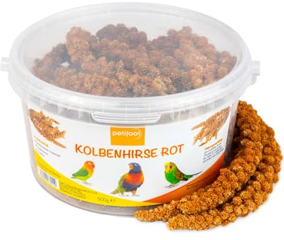 petifool Kolbenhirse rot 500g - Einzelfuttermittel für alle Ziervögel - Vogelfutter - 100% Natur