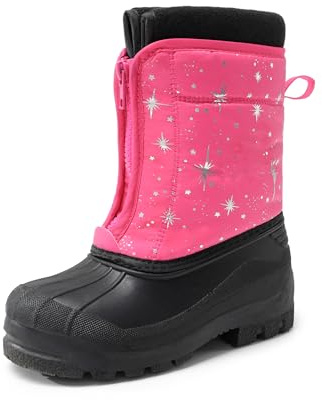DREAM PAIRS Boys Girls Waterproof Winter Snow Boots for Little/Big Kids,Size 6 Big Kid,Fuchsia/Multi,KSTAR