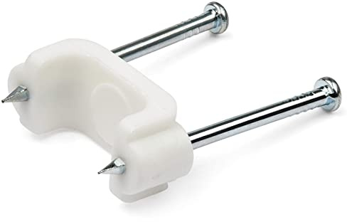 StarTech.com 100 Pack Cable Clips with Nails - Two Steel Nails - Reusable Nail-in Clamps - Brick/Drywall Cable Fasteners - Ethernet Cord/AV/Coax Cable - Mounting Cable Tacks - White - TAA (CBMDNMCC1)