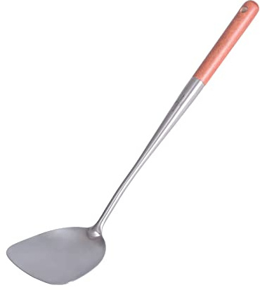 iBasingo Titan Wok Spatel 42.5 cm Große Lebensmittel Turner Leichte Kochen Wok Utensilien mit Holzgriff Home Outdoor Camping Küche Kochwerkzeug Metall Kochgeschirr Ti5003P
