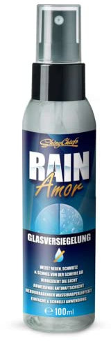 ShinyChiefs RAIN AMOR - Autoscheiben-Versiegelung mit hydrophobem Schutz - Lässt Regen und Schnee einfach abperlen - Langer Halt, Glasversiegelung mit Lotuseffekt für bis zu 2 Monate, 50ml