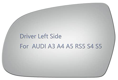 JZSUPER Side Mirror Glass fit for Audi A3 A4 A5 Quattro, RS5 S4 S5 Driver Left Side LH Flat, Including Adhesive (2010-2017)
