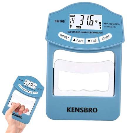 Medidor de mano digital (396 lb/180 kg, dinamómetro digital, dinamómetro electrónico, medidor de fuerza de agarre electrónico, pantalla LED, dinamómetro con cable de carga USB (EH106)
