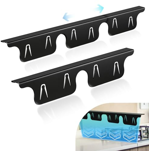 Stainless Steel Stove Gap Covers 13.8~27.5 Inch Retractable, Range Trim Kit Between Stove Top and Counter Heat Resistant & Easy to Clean Oven Gap Filler by BOGDA Black (2 Packs)