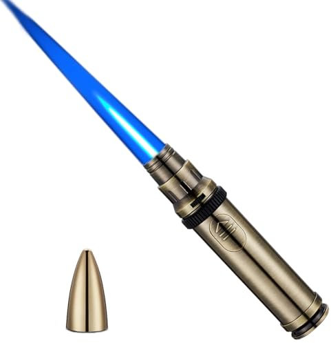 Küchenfeuerzeuge mit verstellbarer Flamme, Sturmfeuerzeuge, Jet-Flame-Feuerzeuge, nachfüllbare Butan-Feuerzeuge für Sahnepudding, Desserts, zum Grillen und Backen (kein Butangas)(Farbe Bronze)