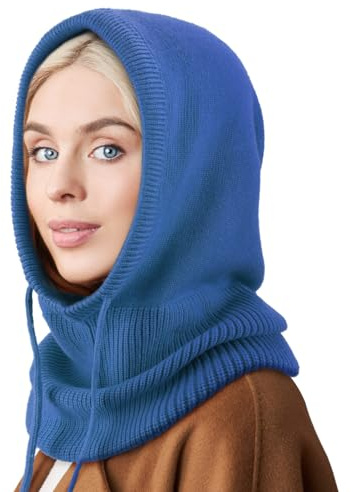 DRESHOW Sombreros de Invierno para Las Mujeres Pasamontañas de Punto Beanie Skull Cap Con Cordón Cálido Sombrero con Capucha Bufanda
