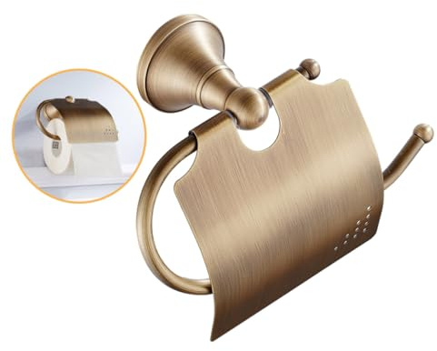 SEWOART Soporte De Papel Higiénico De Latón Antiguo Portarrollos De Baño Bronce Envejecido Montaje Mural para Cuartos De Baño y Cocinas Duradero y Elegante Accesorio para Hotel o SPA