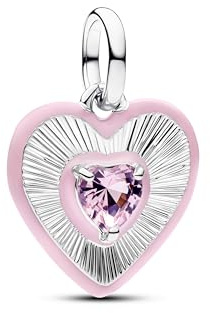 PANDORA ME 794409C01 Breloque médaillon en forme de cœur rose vif en argent sterling avec zircone compatible ME et Moments